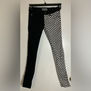 Royal Bones split color black checkered skinny jeans Size 3